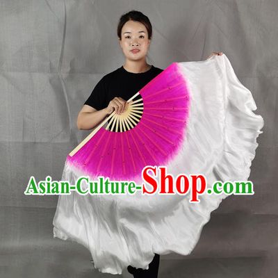 China Stage Performance Gradient Purple Long Ribbon Fan Classical Dance Silk Fan Jiaozhou Yangko Dance Folding Fan