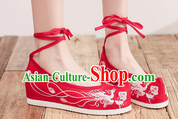 China Wedding Shoes Embroidered Phoenix Shoes Handmade Bride Red Bow Shoes China Wedding Shoes Embroidered Phoenix Shoes Handmade Bride Red Bow Shoes
