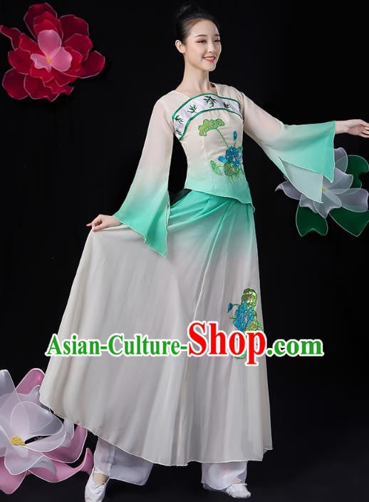 Chinese Traditional Lotus Dance Costume Classical Dance Clothing Umbrella Dance Embroidered Outfits Chinese Traditional Lotus Dance Costume Classical Dance Clothing Umbrella Dance Embroidered Outfits