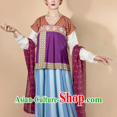 China Ancient Imperial Concubine Hanfu Dress Traditional Tang Dynasty Court Beauty Historical Clothing