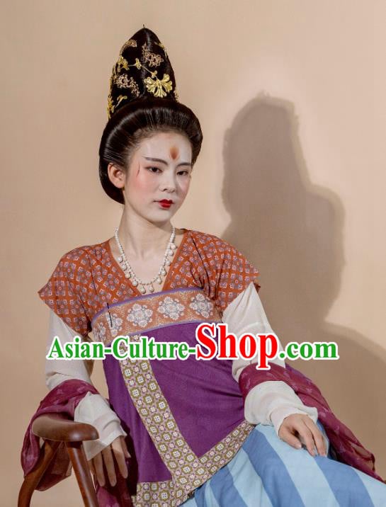 China Ancient Imperial Concubine Hanfu Dress Traditional Tang Dynasty Court Beauty Historical Clothing