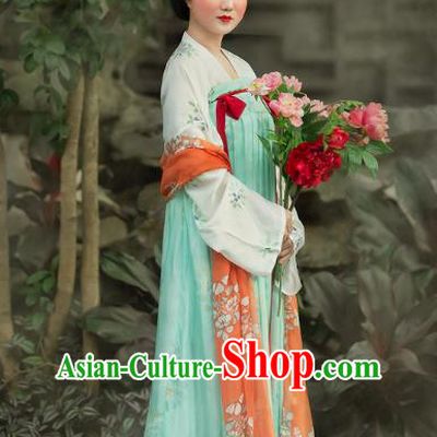China Ancient Court Lady Green Hanfu Dress Traditional Tang Dynasty Noble Countess Historical Clothing Complete Set