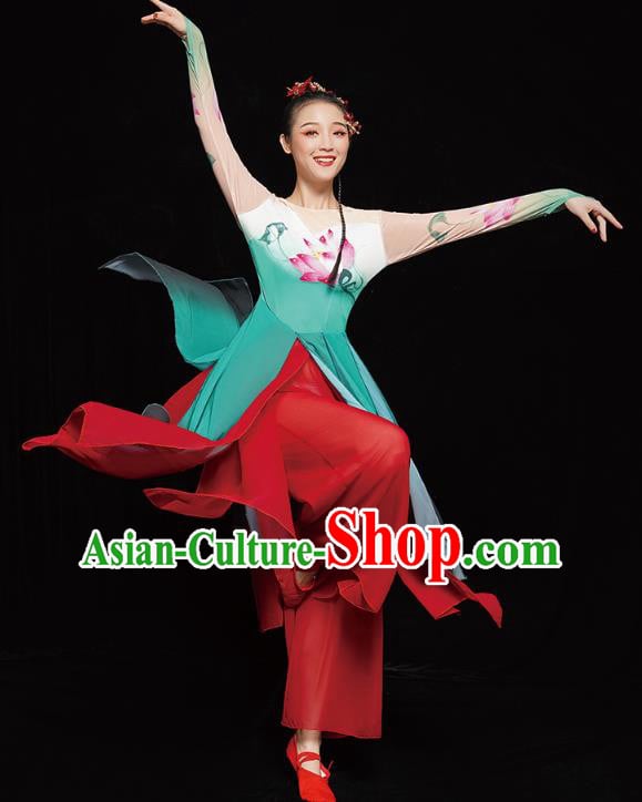 Chinese Traditional Lotus Dance Dress Classical Dance Performance Clothing Umbrella Dance Outfits Chinese Traditional Lotus Dance Dress Classical Dance Performance Clothing Umbrella Dance Outfits