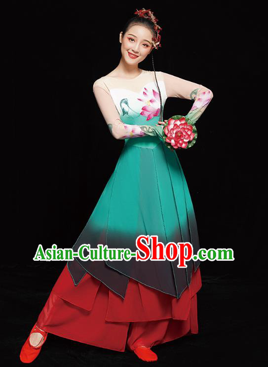 Chinese Traditional Lotus Dance Dress Classical Dance Performance Clothing Umbrella Dance Outfits Chinese Traditional Lotus Dance Dress Classical Dance Performance Clothing Umbrella Dance Outfits
