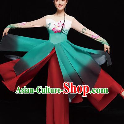 Chinese Traditional Lotus Dance Dress Classical Dance Performance Clothing Umbrella Dance Outfits
