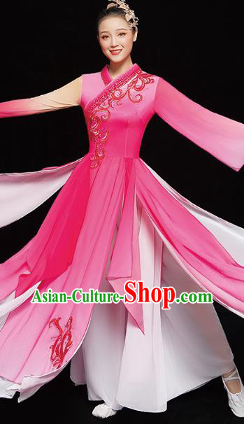 Chinese Umbrella Dance Outfits Traditional Opening Dance Rosy Dress Classical Dance Performance Clothing Chinese Umbrella Dance Outfits Traditional Opening Dance Rosy Dress Classical Dance Performance Clothing