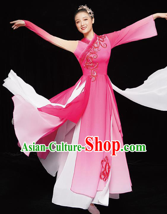 Chinese Umbrella Dance Outfits Traditional Opening Dance Rosy Dress Classical Dance Performance Clothing Chinese Umbrella Dance Outfits Traditional Opening Dance Rosy Dress Classical Dance Performance Clothing