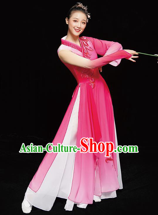 Chinese Umbrella Dance Outfits Traditional Opening Dance Rosy Dress Classical Dance Performance Clothing Chinese Umbrella Dance Outfits Traditional Opening Dance Rosy Dress Classical Dance Performance Clothing