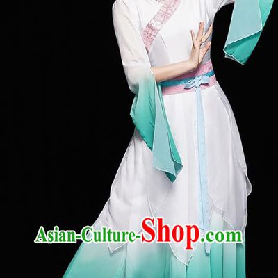 Chinese Classical Dance Clothing Jiangnan Umbrella Dance Green Dress Traditional Fan Dance Costumes