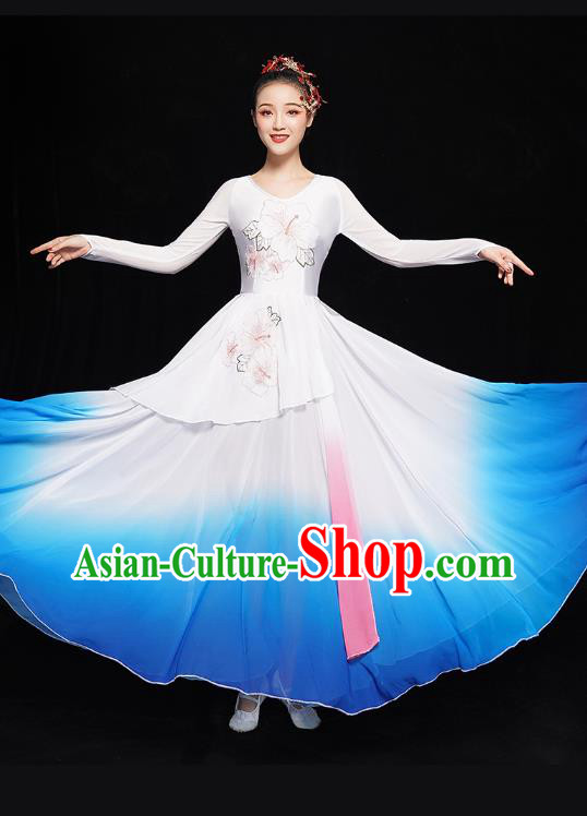 Chinese Jasmine Dance Dress Traditional Umbrella Dance Costumes Classical Dance Clothing Chinese Jasmine Dance Dress Traditional Umbrella Dance Costumes Classical Dance Clothing