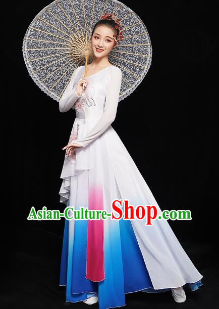 Chinese Jasmine Dance Dress Traditional Umbrella Dance Costumes Classical Dance Clothing Chinese Jasmine Dance Dress Traditional Umbrella Dance Costumes Classical Dance Clothing
