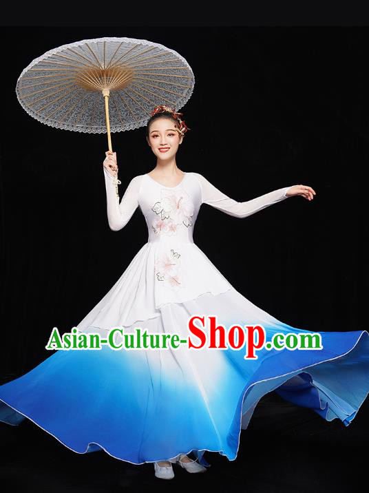 Chinese Jasmine Dance Dress Traditional Umbrella Dance Costumes Classical Dance Clothing Chinese Jasmine Dance Dress Traditional Umbrella Dance Costumes Classical Dance Clothing