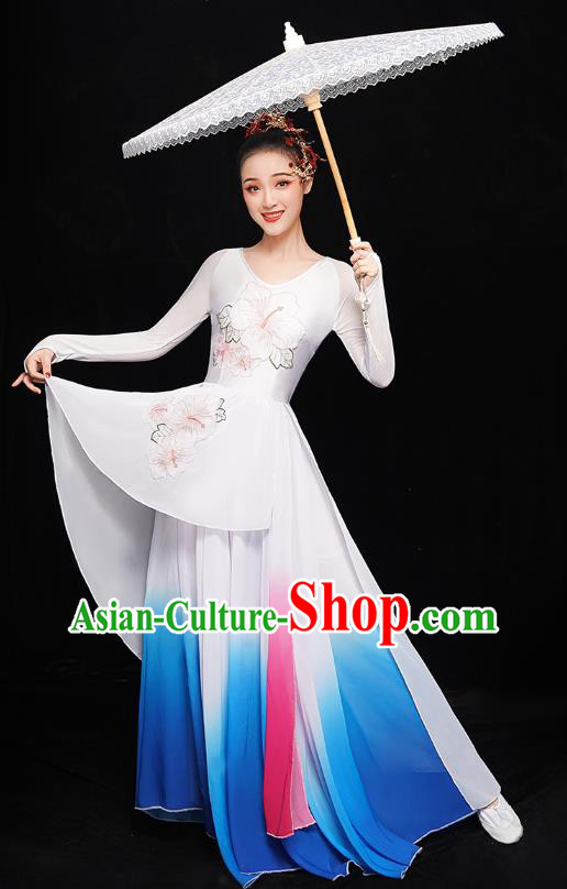 Chinese Jasmine Dance Dress Traditional Umbrella Dance Costumes Classical Dance Clothing Chinese Jasmine Dance Dress Traditional Umbrella Dance Costumes Classical Dance Clothing