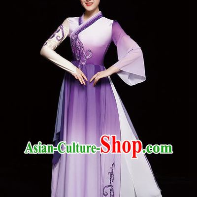 Chinese Classical Dance Clothing Jasmine Dance Purple Dress Traditional Umbrella Dance Costumes