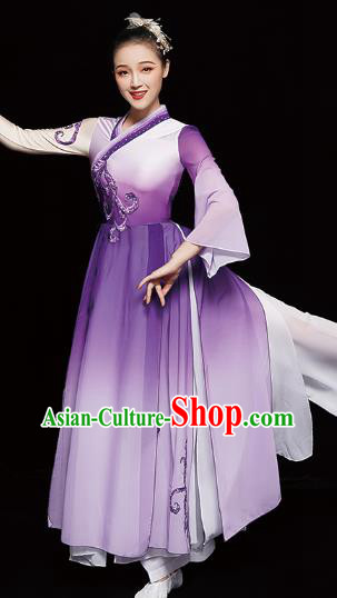 Chinese Classical Dance Clothing Jasmine Dance Purple Dress Traditional Umbrella Dance Costumes Chinese Classical Dance Clothing Jasmine Dance Purple Dress Traditional Umbrella Dance Costumes