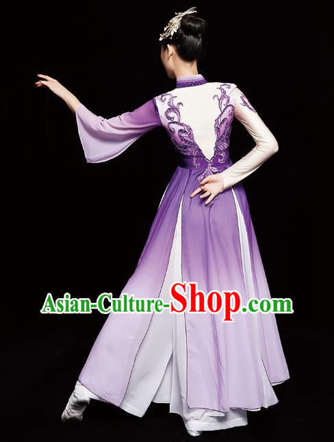 Chinese Classical Dance Clothing Jasmine Dance Purple Dress Traditional Umbrella Dance Costumes Chinese Classical Dance Clothing Jasmine Dance Purple Dress Traditional Umbrella Dance Costumes