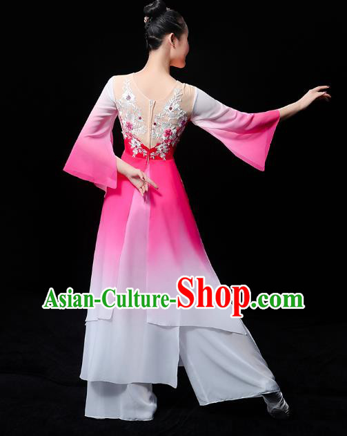 Chinese Traditional Umbrella Dance Rosy Outfits Classical Dance Clothing Jasmine Dance Dress Chinese Traditional Umbrella Dance Rosy Outfits Classical Dance Clothing Jasmine Dance Dress