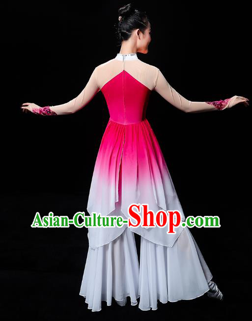 Chinese Traditional Lotus Dance Rosy Outfits Classical Dance Clothing Umbrella Dance Performance Dress Chinese Traditional Lotus Dance Rosy Outfits Classical Dance Clothing Umbrella Dance Performance Dress