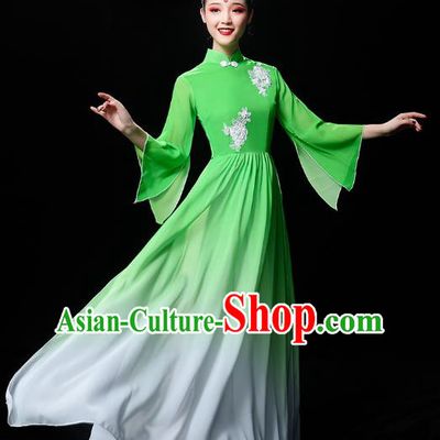 Chinese Traditional Jiangnan Watertown Performance Costumes Classical Dance Clothing Umbrella Dance Green Dress