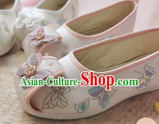 Chinese Classical Hanfu Butterfly Shoes National Folk Dance Shoes Traditional Embroidered Pink Cloth Shoes Chinese Classical Hanfu Butterfly Shoes National Folk Dance Shoes Traditional Embroidered Pink Cloth Shoes