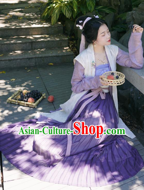 China Ancient Song Dynasty Imperial Concubine Historical Costumes and Headpiece Complete Set