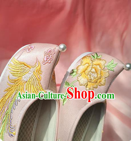China Classical Embroidered Phoenix Shoes Traditional Ming Dynasty Hanfu Shoes Ancient Princess Pink Shoes China Classical Embroidered Phoenix Shoes Traditional Ming Dynasty Hanfu Shoes Ancient Princess Pink Shoes