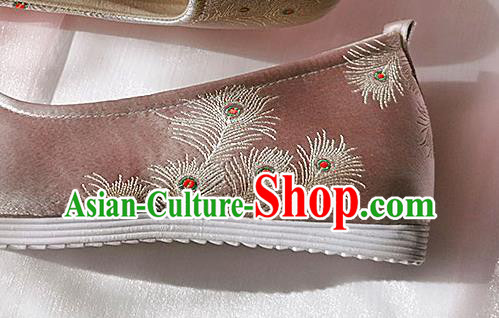 China Ancient Female Student Shoes Classical Pink Brocade Shoes Traditional Hanfu Embroidered Shoes China Ancient Female Student Shoes Classical Pink Brocade Shoes Traditional Hanfu Embroidered Shoes