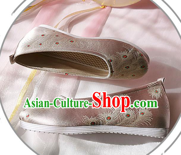 China Ancient Female Student Shoes Classical Pink Brocade Shoes Traditional Hanfu Embroidered Shoes China Ancient Female Student Shoes Classical Pink Brocade Shoes Traditional Hanfu Embroidered Shoes