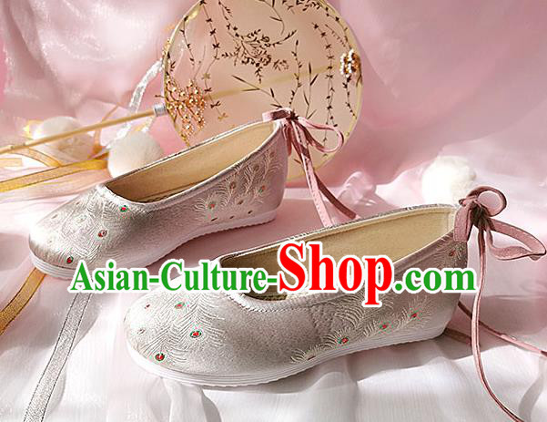 China Ancient Female Student Shoes Classical Pink Brocade Shoes Traditional Hanfu Embroidered Shoes China Ancient Female Student Shoes Classical Pink Brocade Shoes Traditional Hanfu Embroidered Shoes