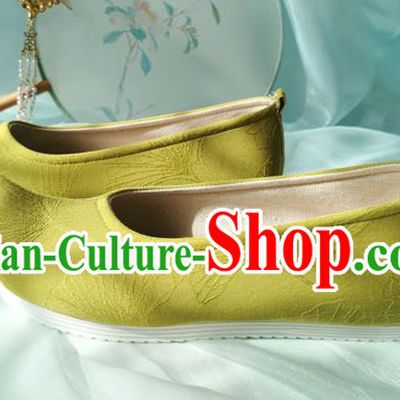China Traditional Ming Dynasty Hanfu Shoes Ancient Taoist Nun Shoes Classical Light Green Cloth Shoes