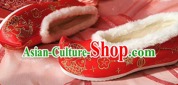 China Classical Xiuhe Wedding Shoes Traditional Hanfu Red Embroidered Shoes Ancient Bride Shoes China Classical Xiuhe Wedding Shoes Traditional Hanfu Red Embroidered Shoes Ancient Bride Shoes