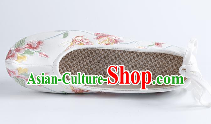 China Ancient Ming Dynasty Princess Shoes Traditional Hanfu Bow Shoes Embroidery Peony Butterfly Shoes China Ancient Ming Dynasty Princess Shoes Traditional Hanfu Bow Shoes Embroidery Peony Butterfly Shoes