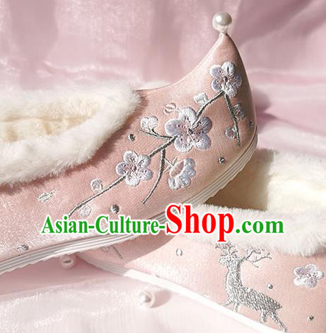 China Ancient Princess Shoes Classical Cloth Shoes Traditional Hanfu Pink Embroidered Shoes China Ancient Princess Shoes Classical Cloth Shoes Traditional Hanfu Pink Embroidered Shoes