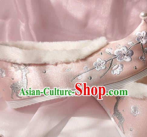 China Ancient Princess Shoes Classical Cloth Shoes Traditional Hanfu Pink Embroidered Shoes China Ancient Princess Shoes Classical Cloth Shoes Traditional Hanfu Pink Embroidered Shoes