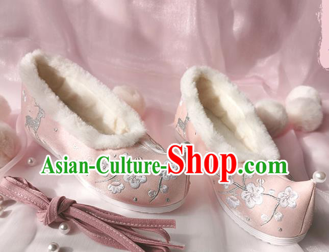 China Ancient Princess Shoes Classical Cloth Shoes Traditional Hanfu Pink Embroidered Shoes China Ancient Princess Shoes Classical Cloth Shoes Traditional Hanfu Pink Embroidered Shoes