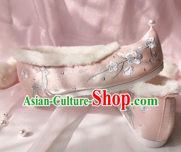 China Ancient Princess Shoes Classical Cloth Shoes Traditional Hanfu Pink Embroidered Shoes China Ancient Princess Shoes Classical Cloth Shoes Traditional Hanfu Pink Embroidered Shoes