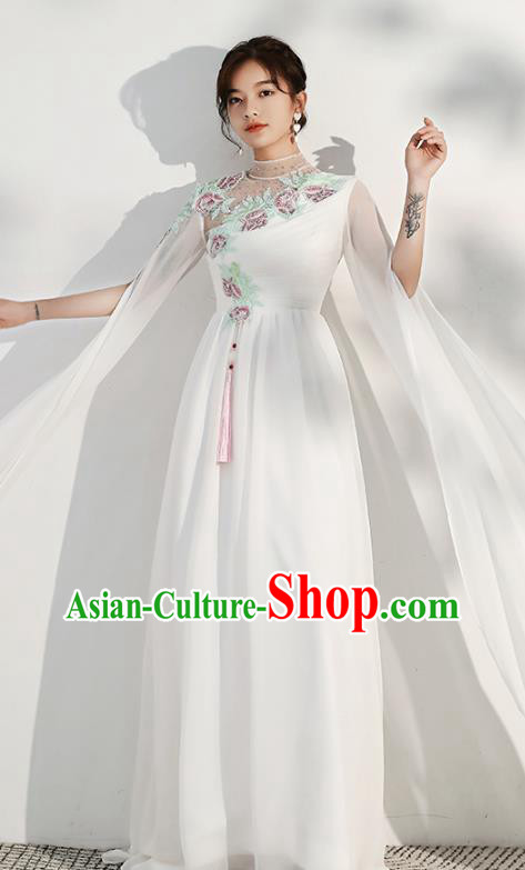 China Solo Performance White Full Dress Woman Modern Dance Costume Catwalks Clothing China Solo Performance White Full Dress Woman Modern Dance Costume Catwalks Clothing