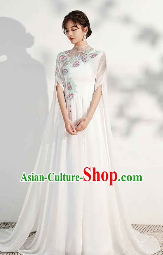 China Solo Performance White Full Dress Woman Modern Dance Costume Catwalks Clothing China Solo Performance White Full Dress Woman Modern Dance Costume Catwalks Clothing