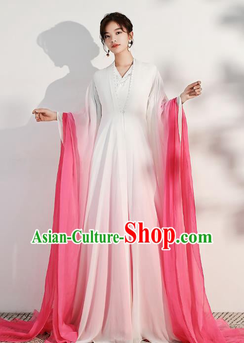 China Catwalks Clothing Solo Performance White Full Dress Woman Classical Dance Costume China Catwalks Clothing Solo Performance White Full Dress Woman Classical Dance Costume