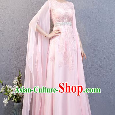 China Stage Show Pink Full Dress Woman Chorus Performance Costume Catwalks Clothing