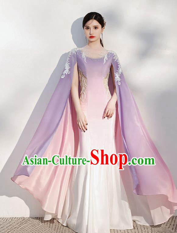 China Flowers Fairy Violet Full Dress Woman Chorus Costume Annual Meeting Compere Clothing China Flowers Fairy Violet Full Dress Woman Chorus Costume Annual Meeting Compere Clothing