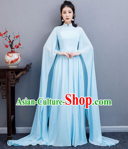China Catwalks Clothing Classical Dance Blue Full Dress Woman Chorus Performance Costume China Catwalks Clothing Classical Dance Blue Full Dress Woman Chorus Performance Costume