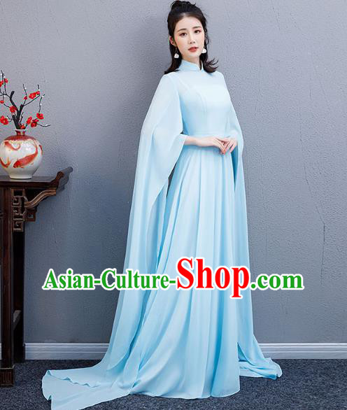 China Catwalks Clothing Classical Dance Blue Full Dress Woman Chorus Performance Costume China Catwalks Clothing Classical Dance Blue Full Dress Woman Chorus Performance Costume