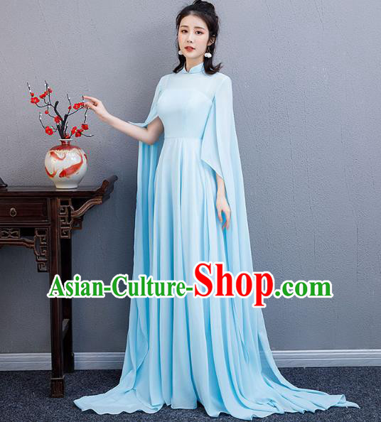 China Catwalks Clothing Classical Dance Blue Full Dress Woman Chorus Performance Costume China Catwalks Clothing Classical Dance Blue Full Dress Woman Chorus Performance Costume