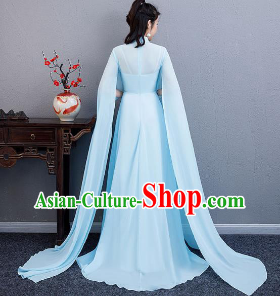 China Catwalks Clothing Classical Dance Blue Full Dress Woman Chorus Performance Costume China Catwalks Clothing Classical Dance Blue Full Dress Woman Chorus Performance Costume