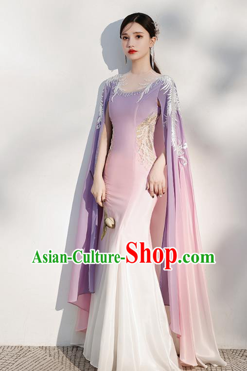 China Flowers Fairy Violet Full Dress Woman Chorus Costume Annual Meeting Compere Clothing China Flowers Fairy Violet Full Dress Woman Chorus Costume Annual Meeting Compere Clothing