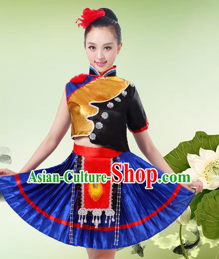 China Ethnic Performance Outfits Minority Folk Dance Dress Tujia Nationality Clothing China Ethnic Performance Outfits Minority Folk Dance Dress Tujia Nationality Clothing