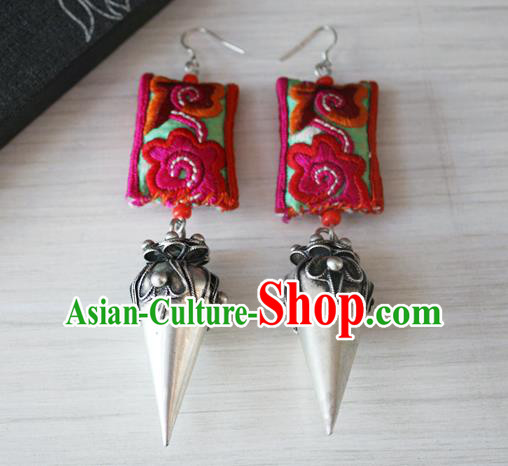 China National Guizhou Miao Silver Earrings Traditional Cheongsam Embroidered Ear Accessories China National Guizhou Miao Silver Earrings Traditional Cheongsam Embroidered Ear Accessories
