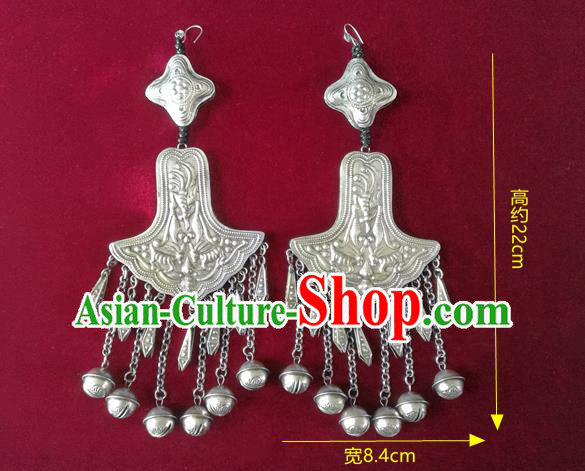 China Traditional Cheongsam Wedding Ear Accessories Ethnic Woman Silver Bells Tassel Earrings China Traditional Cheongsam Wedding Ear Accessories Ethnic Woman Silver Bells Tassel Earrings