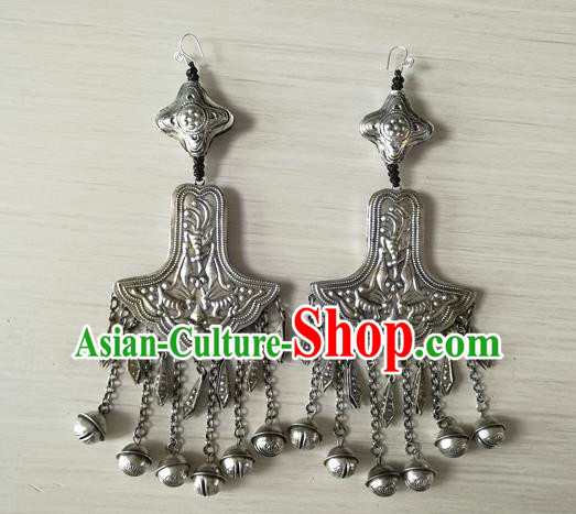 China Traditional Cheongsam Wedding Ear Accessories Ethnic Woman Silver Bells Tassel Earrings China Traditional Cheongsam Wedding Ear Accessories Ethnic Woman Silver Bells Tassel Earrings